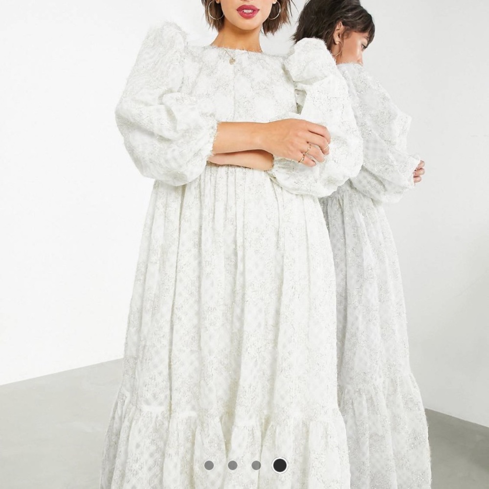 ASOS EDITION oversized midaxi dress in fluffy metallic textured mesh